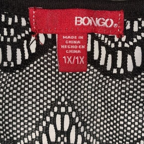 Black Crochet Fringe Tank Top 1X By Bongo 100% Polyester Sleeveless Semi-Sheer B - Picture 3 of 5